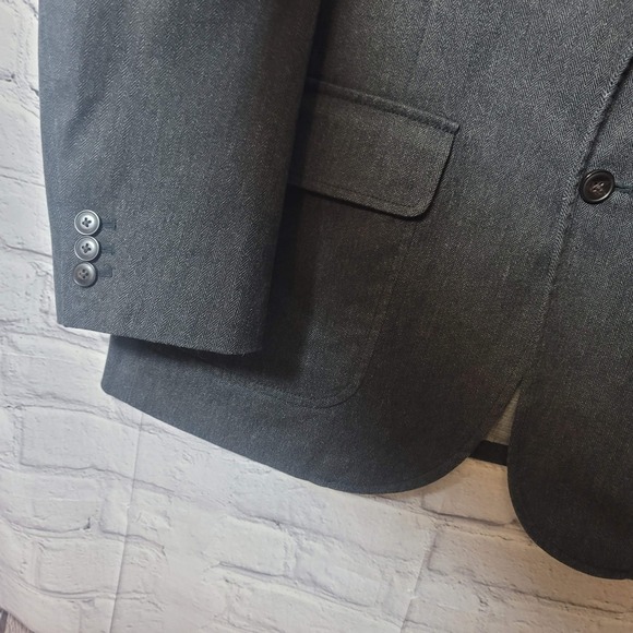 Gap Blazer Mens XL Tall Gray Herringbone Cotton Blend Sport Coat Jacket Denim - Picture 3 of 13